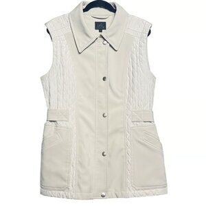 UBU Quilted Vest Womens XL Beige Polyester Lightweight Button Up Sleeveless